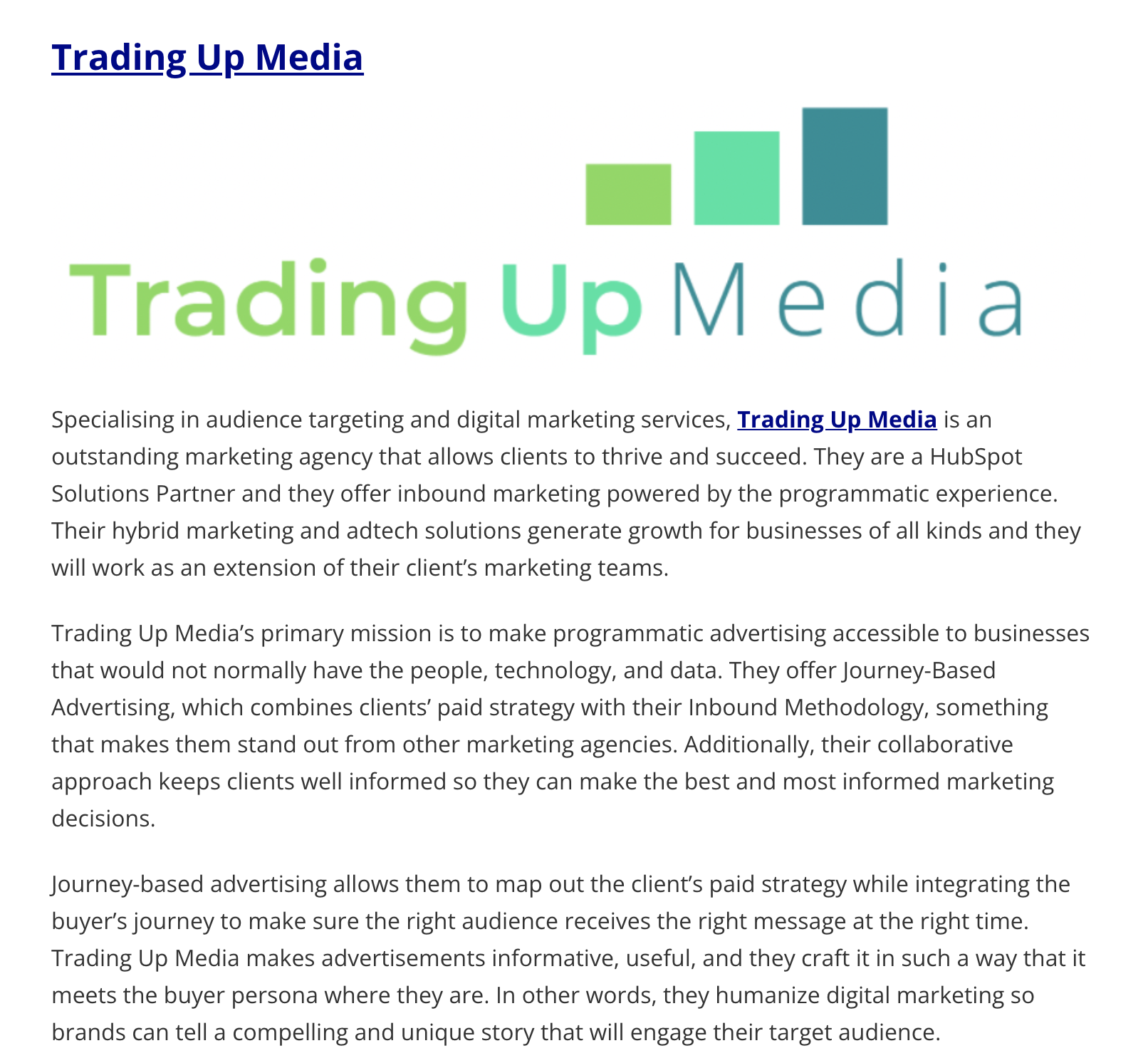 Trading Up Media- Top Marketing Agency to work with in 2022